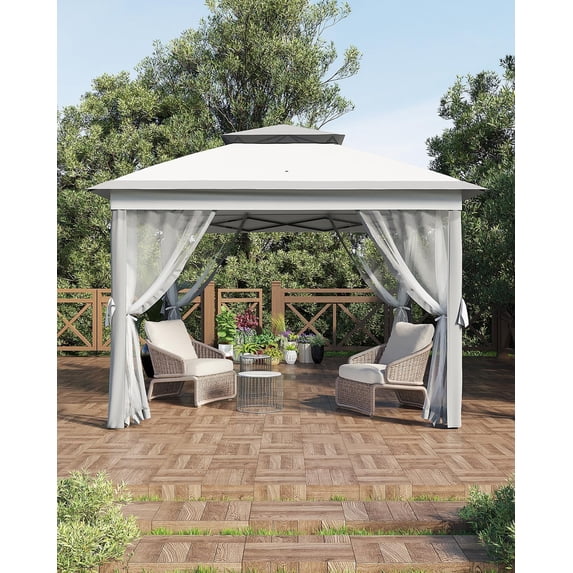 Twister.CK 11x11ft Pop Up Gazebo Tent with Mosquito Netting, Outdoor Canopy Shelter Easy Setup, Water & UV Resistant, Gray