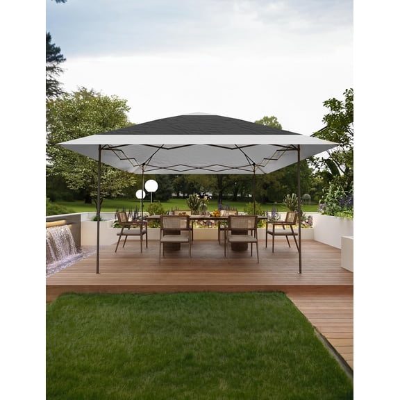 Twister.CK 12x12 Pop Up Outdoor Canopy, Adjustable Height Gazebo Shelter for Lawn, Garden, Backyard Deck, Dray + Light Gray