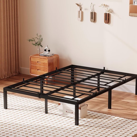 Memoryfield 16" Full Bed Frame No Box Spring Needed, Heavy Duty Metal Platform Bed Frame for Bedroom Easy Assembly, Noise Free, Black