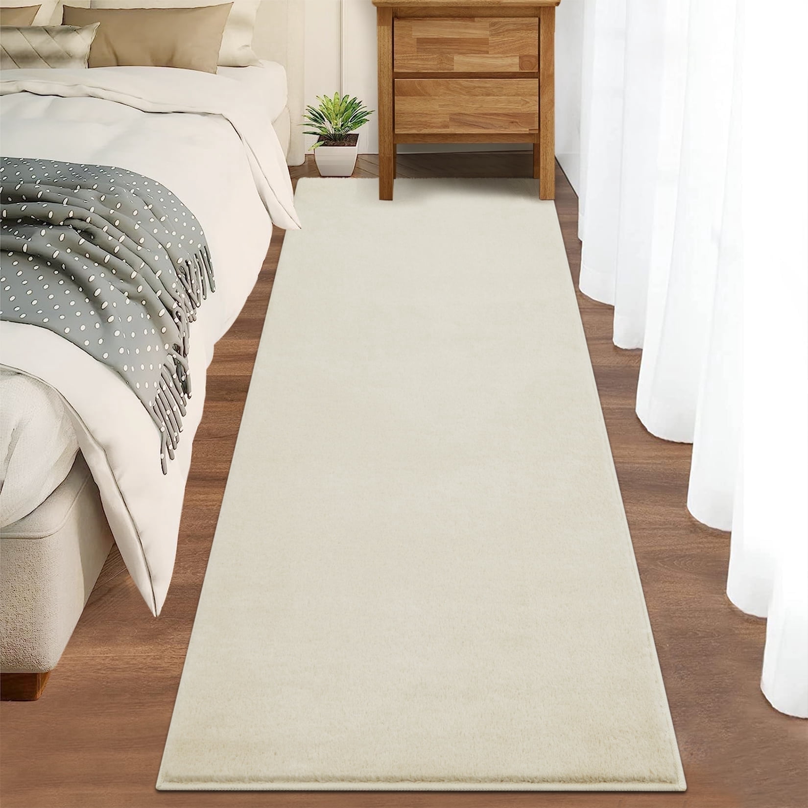 Memoryfield 2'x6' Fluffy Runner Rugs, Ultra Soft Area Rug, Non Slip Carpet for Hallway Kitchen Entryway, Off-White