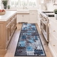 thumbnail image 1 of Memoryfield 2'x6' Kitchen Runner Rug, Modern Floral Runners Non-Slip Soft Foldable Carpet for Hallway Laundry Room, Blue & Gray, 1 of 7