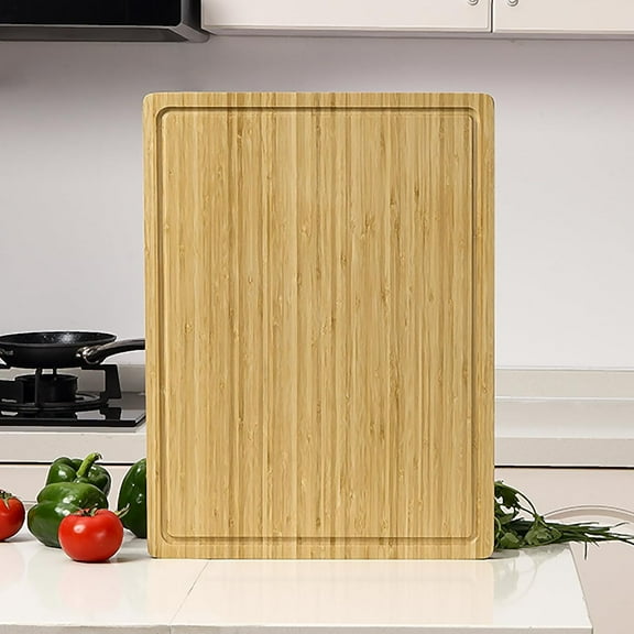 Twister.CK 20" x 15" Large Bamboo Cutting Board for Kitchen with Juice Groove and Handles, Chopping Board for Meat, Bamboo Stove Top Cover, Wood Charcuterie Board Serving Tray