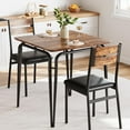 thumbnail image 1 of Twister.CK 3 Piece Dining Table and Chairs Set, Kitchen Table Set for 2, Square Breakfast Table for Apartment Dining Room Small Kitchen Home, Brown, 1 of 8