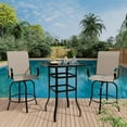 thumbnail image 1 of Twister.CK 3 Piece Outdoor Bistro Sets, Swivel Bar Chairs and Tempered Glass Bar Table Set, All Weather Textile Fabric High Stool, for Lawn, Garden, Balcony, Brown, 1 of 8