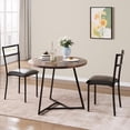 thumbnail image 1 of Twister.CK 3 Piece Round Dining Table Set, Kitchen Table and Chairs for 2, with 2 Upholstered Chairs & 2 Heat Resistant Placemats, for Small Space, Apartment, Brown, 1 of 7
