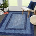 thumbnail image 1 of Twister.CK 3'x5' Modern Braided Print Area Rug, Low Pile Non Slip Carpet, Geometric Bordered Area Rugs for Living Room Bedroom Home Office, Navy Blue, 1 of 7