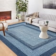 thumbnail image 1 of Twister.CK 8'x10' Modern Washable Braided Print Area Rug, Low Pile Non Slip Area Rug, Stain-Resistant Area Rugs for Living Room Bedroom Home Office, Gray Blue, 1 of 7