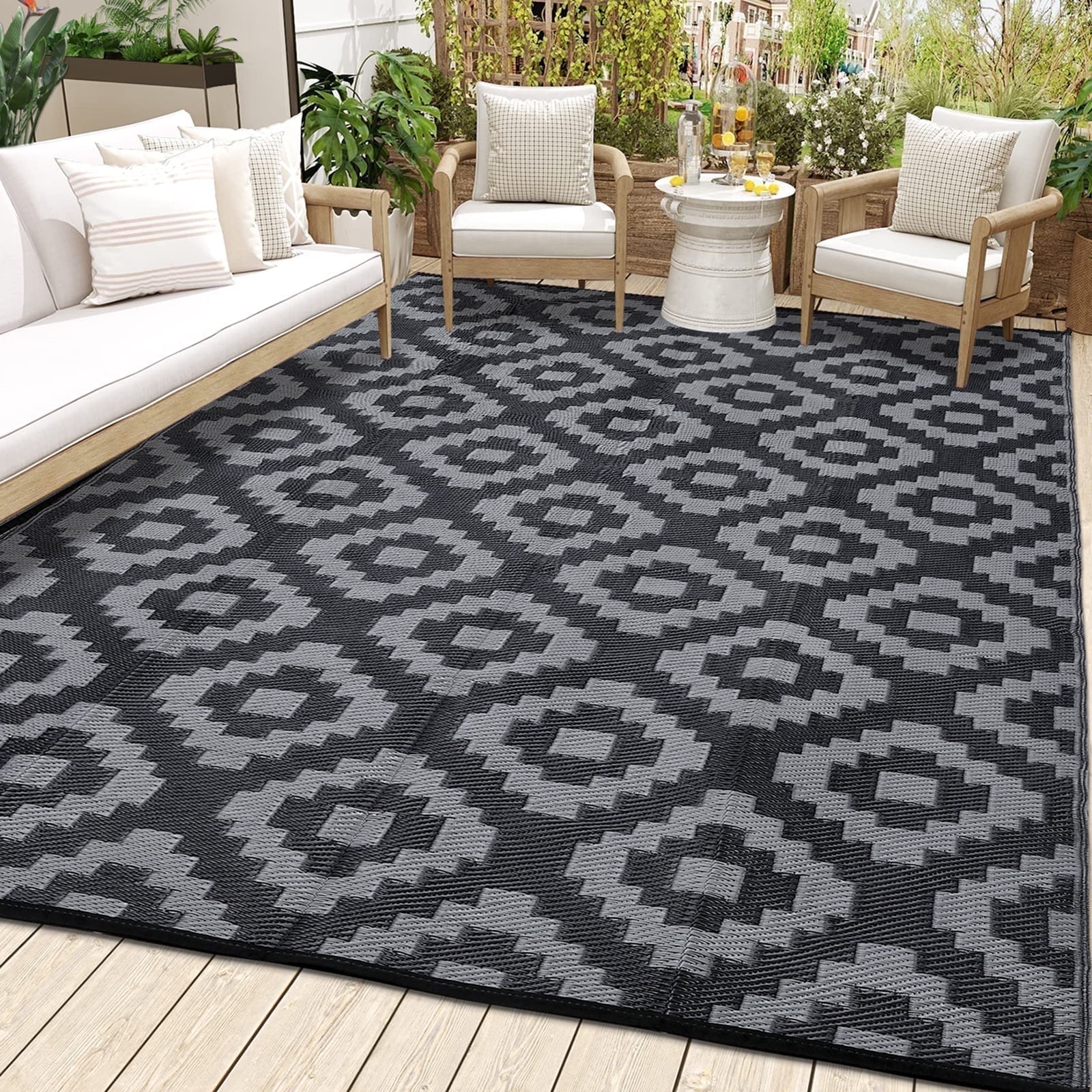 Twister.CK 8x10' Waterproof Outdoor Rug, Reversible Plastic Patio Rugs ...