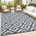 thumbnail image 1 of Twister.CK 9x18' Waterproof Outdoor Rug, Reversible Plastic Patio Rugs with Storage Bag, Portable Modern Indoor Outdoor Carpet for Camping, Balcony Deck Backyard, Gray, 1 of 8