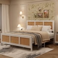 thumbnail image 1 of Memoryfield Full Size Bed Frame with Metal Slats Support, Rattan Platform Bed Frame with Headboard, No Box Spring Needed, White, 1 of 8