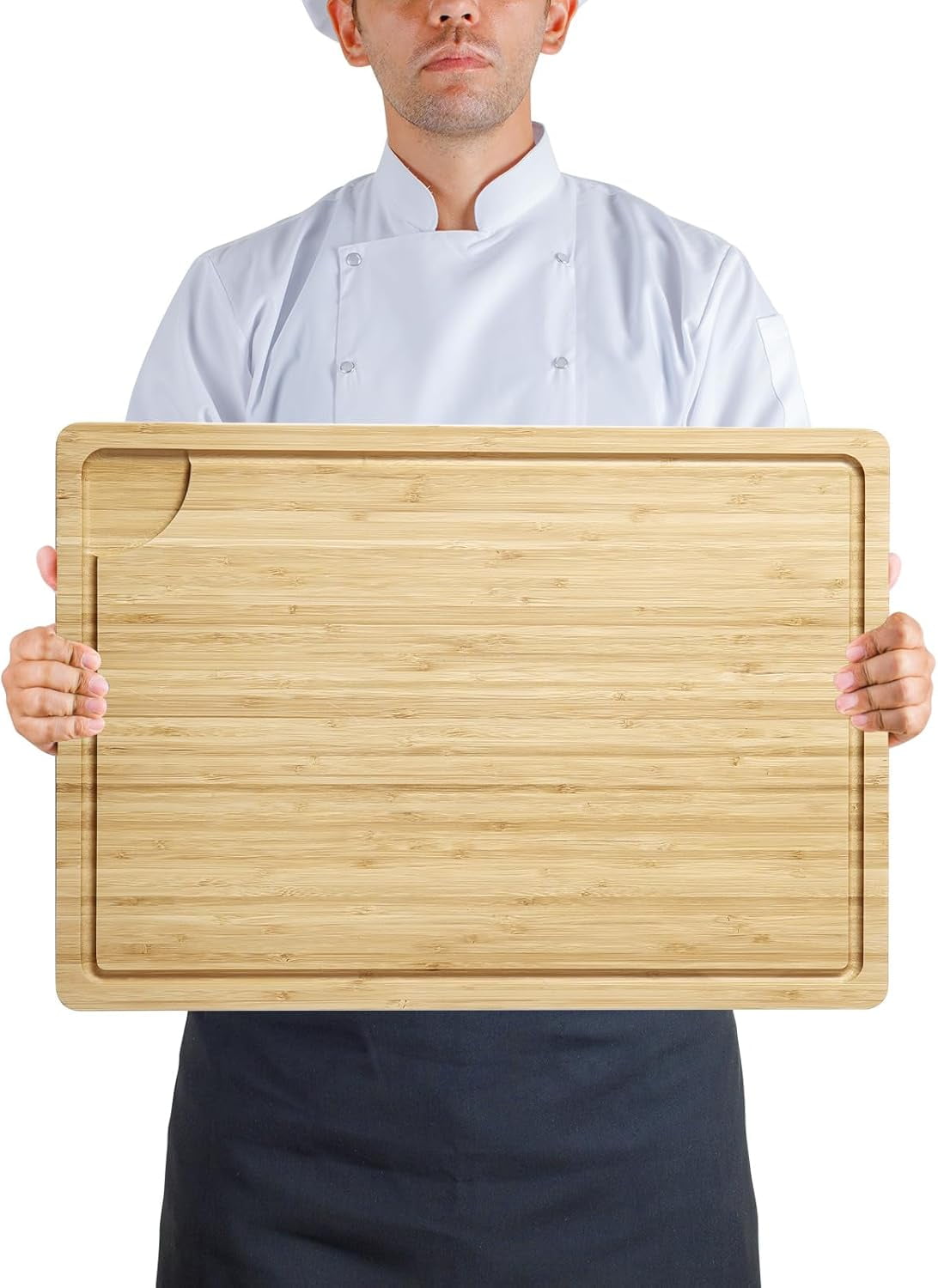 Twister.CK Large Cutting Board for Kitchen, 20 x 14 Inch Bamboo Wood Butcher Chooping Board with Juice Groove, Reversible Cheese Board Charcuterie Serving Tray