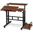 thumbnail image 1 of Twister.CK Mobile Liftable Standing Desk, Portable Rolling Desk Computer Table, Adjustable Height Mobile Stand Up Table with Wheels for Home Office, Dark Walnut, 1 of 9