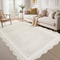 thumbnail image 1 of Twister.CK Modern 10' x 13' Bordered Area Rug, Washable Irregular Rugs, Non-Slip Carpet for Bedroom Dining Room Home Office, Beige, 1 of 5