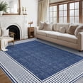 thumbnail image 1 of Memoryfield Modern Bordered 9' x 12' Area Rug, Washable Soft Non Slip Low Pile Stain Resistant Carpet Rugs, for Living Room Dining Room, Blue, 1 of 7