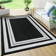 thumbnail image 1 of Twister.CK Outdoor Rug 8' x 10' Waterproof Patio Rug, Reversible Plastic Outside Carpet Storage Bag, for RV Camping Deck Balcony Porch, Black & White, 1 of 8