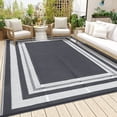 thumbnail image 1 of Twister.CK Outdoor Rug 8' x 10' Waterproof Patio Rug, Reversible Plastic Outside Carpet Storage Bag, for RV Camping Deck Balcony Porch, Gray & White, 1 of 8