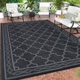 thumbnail image 1 of Twister.CK Outdoor Rug 8x10ft Waterproof for Patios, Plastic Straw Rug Camping Carpet Mats for Picnic, Backyard, Deck, Balcony, Porch, Beach, Black & Gray, 1 of 8