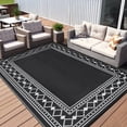 thumbnail image 1 of Memoryfield Outdoor Rug 9' x 12' Waterproof Patio Rug, Reversible Plastic Outside Carpet for RV Camping Deck Balcony Porch, Black, 1 of 8