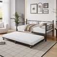 thumbnail image 1 of Twister.CK Twin Metal Daybed with Trundle, Durable and Heavy Duty Metal Slats Sofa Bed,Noise Free, Ideal for Living Room, Bedroom, Guest Room, Space-Saving Design, Black, 1 of 9