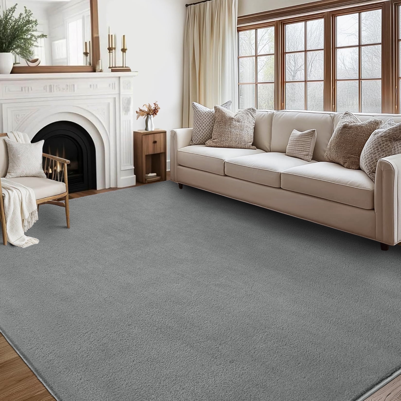 Memoryfield Ultra Soft Area Rug, 8'x10' Fluffy Non Slip Carpet for Living Room Bedroom Home Decor, Gray
