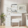 thumbnail image 1 of Twister.CK Vanity Desk Set with Sliding Mirror, 3 Color LED Lights and Power Outlet, Makeup Vanity Table with Chair, Dressing Table for Bedroom, White, 1 of 7