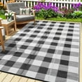 thumbnail image 1 of Twister.CK Waterproof Outdoor Rug for Patio 8' x 10', Reversible Plastic Straw Camping Rug Carpet, RV Mat, for Deck, Backyard, Balcony, Porch, Beach, Black & White, 1 of 9