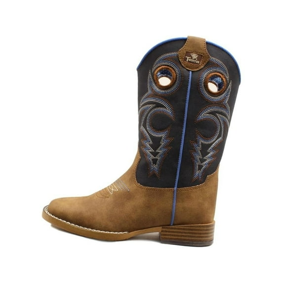 Twister Western Boots Boys Ben Zipper TPR Outsole Navy Brown 446001202