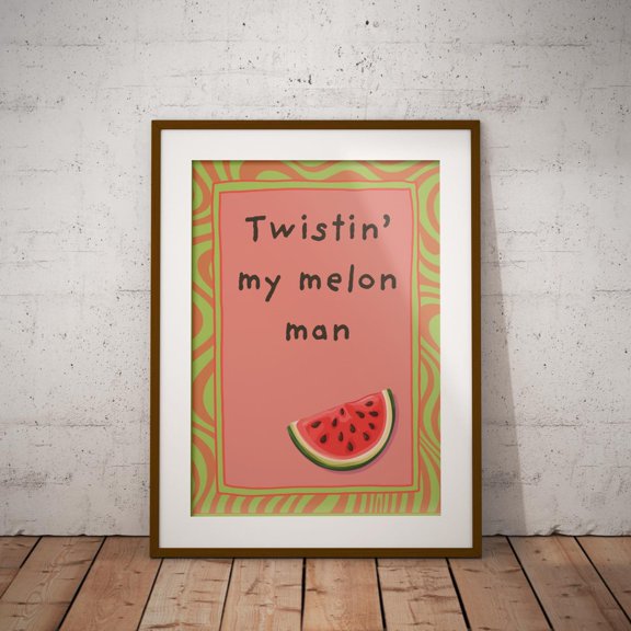 Twistin My Melon Song Lyric Print Retro Fruit, Unframed Paper Print