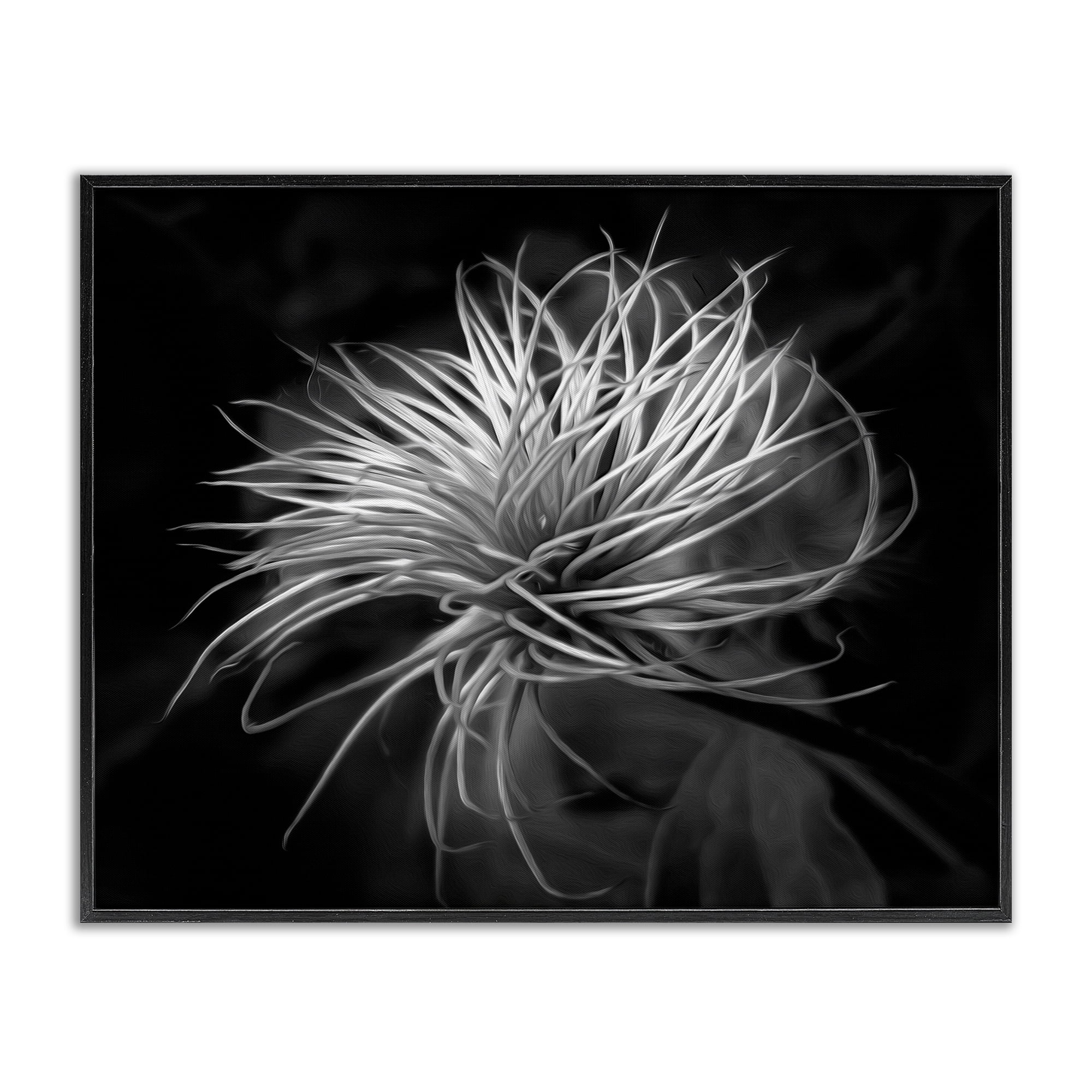 Twisting Botanical Leaves Contrast Black Framed Giclee Art, design by Phillip Flowers