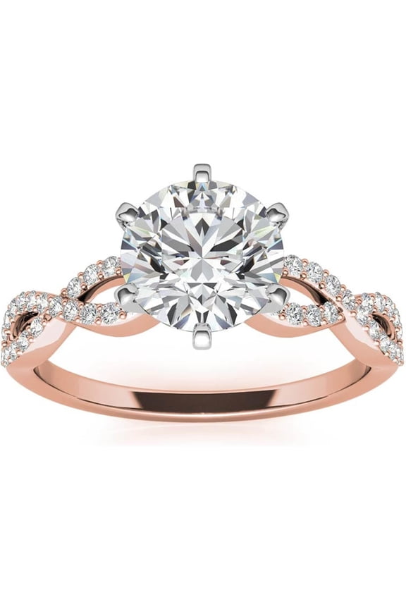 Twisting Infinity Moissanite Engagement Rings for Women, 1.0 CT Round Cut Moissanite Wedding Ring, Customize Name Engraving-R9