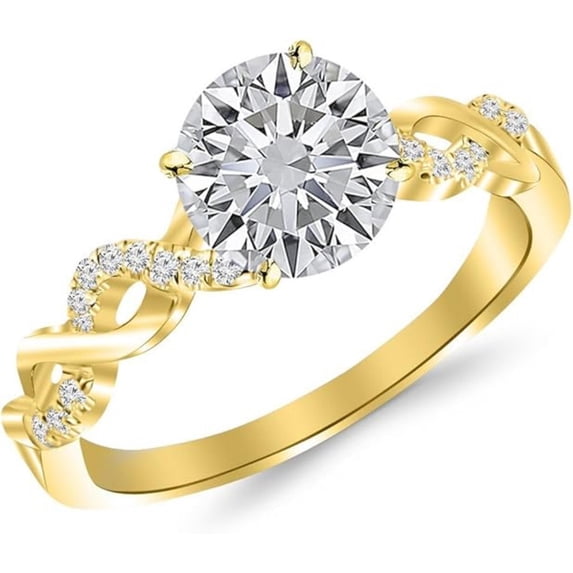Twisting Infinity Split Shank Wedding Engagement Ring For Women In 925 Sterling Silver 14K Yellow Gold Plating Round Cut White Diamond
