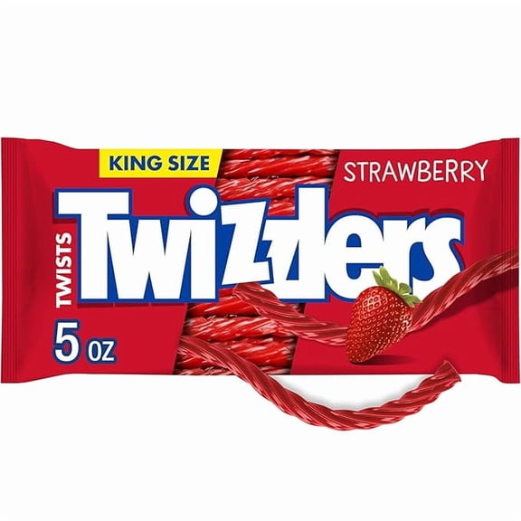 Twists Strawberry Flavored King Size Licorice Style, Candy Bag, 5 oz Pack of 1