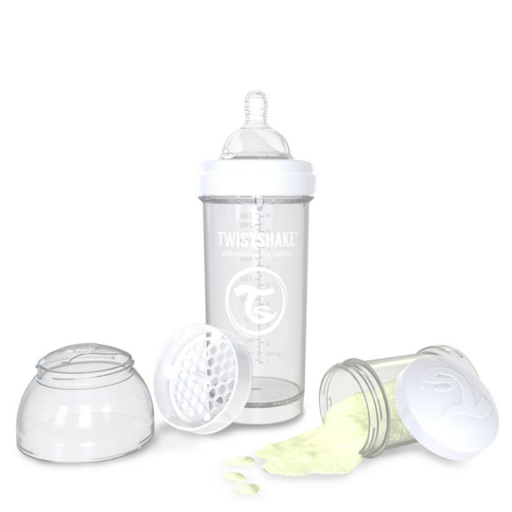 Twistshake Anti-Colic Baby Bottle - 8oz, White/Diamond