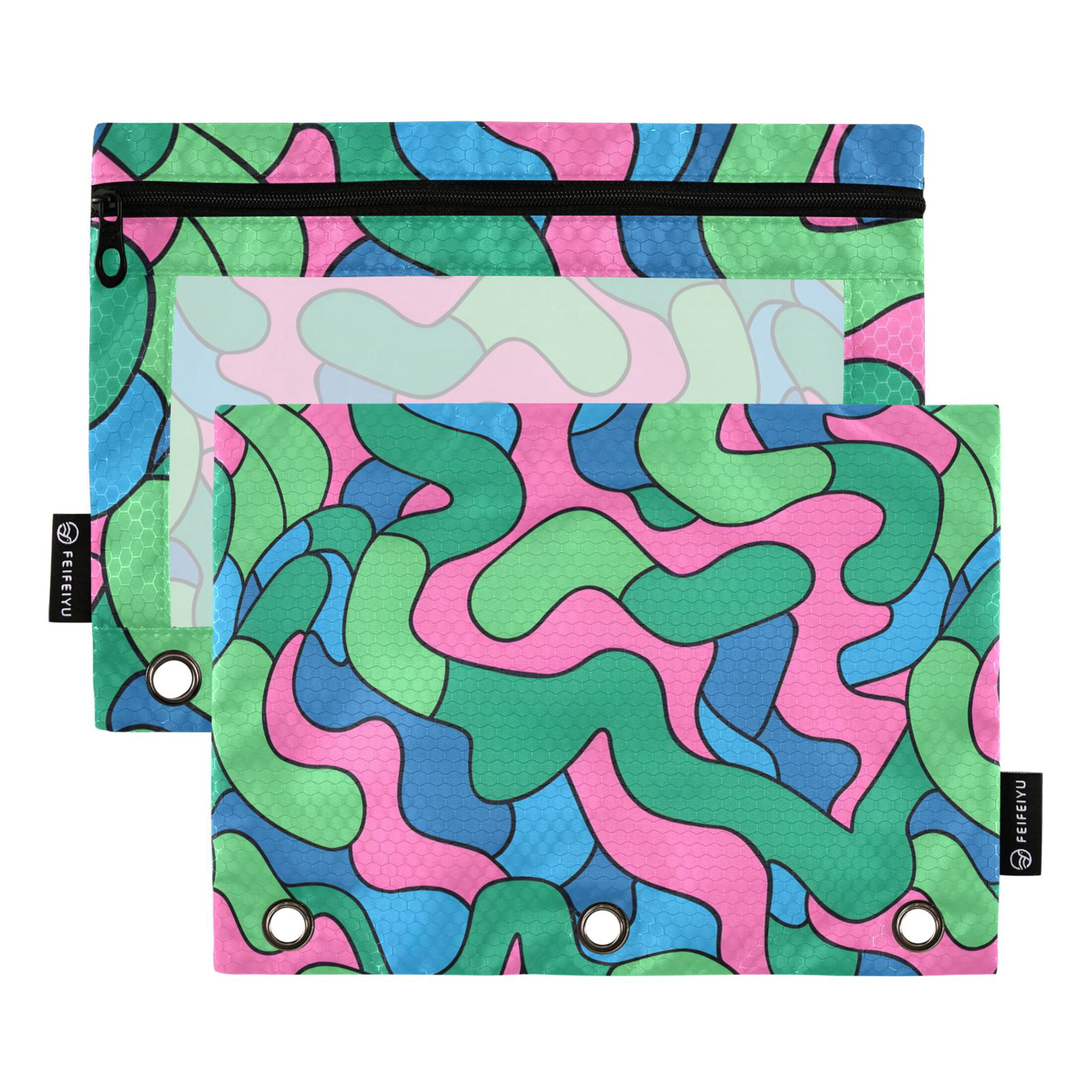 Twisty Bold Line 2 Pack Pencil Pouch for 3 Ring Binder Smooth Zipper ...