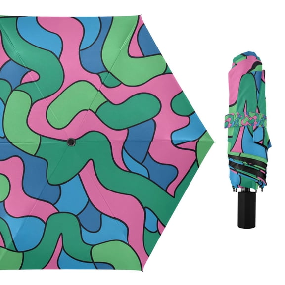 Twisty Bold Line Compact Sun Umbrella Windproof Travel Umbrellas for Rain Strong Portable UV Protection