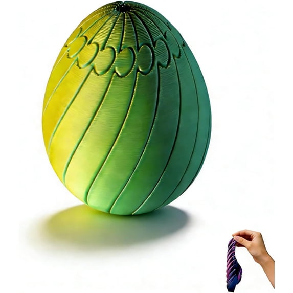 Twisty Fidget Egg, 3D Printed Spiral Fidget Toy, Smooth Rotating Stress Relief Egg Spinner, Unique Easter Basket Stuffers and Desk Toy for Adults, Relaxation A