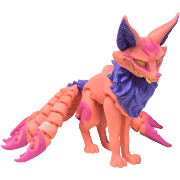 Fox Figurine Articulated Nine-Tailed Fox Statue Demon Fox Collectible Mythical Desk Ornament & Home Decor 3D Printed