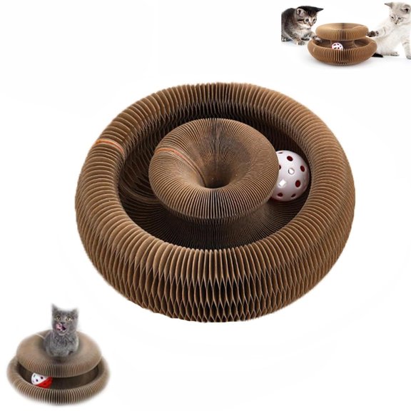 Twisty Paws Cat Toy, Accordion Foldable Interactive Scratcher with Ball, Modular Design for Play & Rest, Fun Scratch & Lounge Toy for Cats