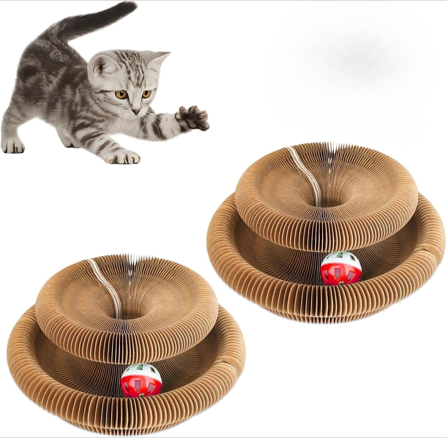 Cat Toy,Organ Kitty Scratching Board,2-in-1 Indoor Cat Scratcher & Toy,Reversible Infinity Interactive Cats Cardboard Kitten Scratcher Pads for Indoor Cats