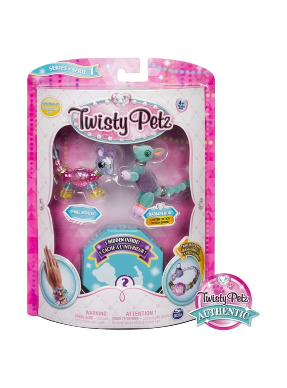 Twisty Petz - 3-Pack - Pixie Mouse, Radiant Roo and Surprise Collectible Bracelet Set for Kids