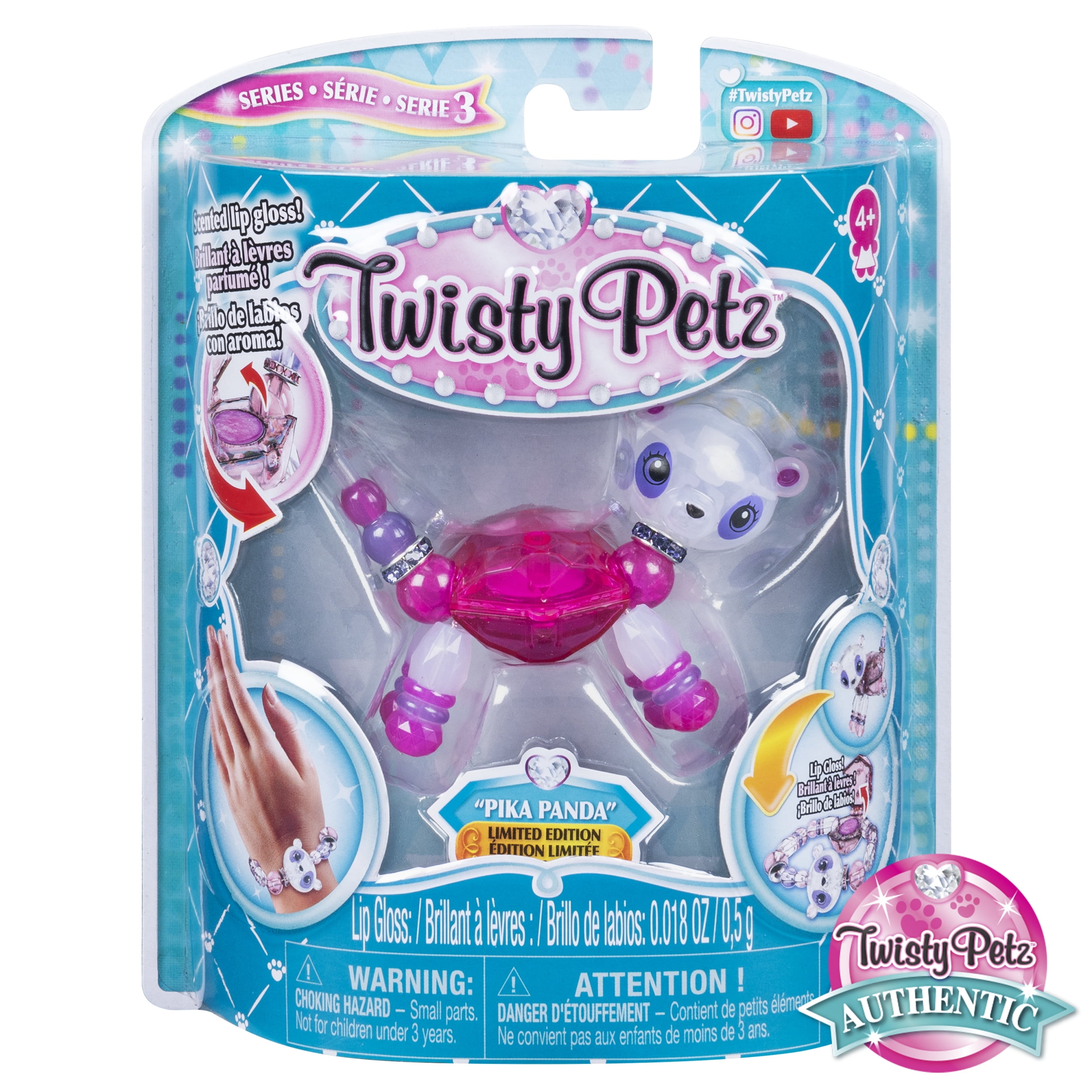 Twisty Petz, Series 3, Pika Panda Collectible Bracelet with Lip Gloss