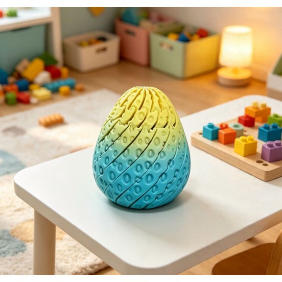 Twisty Strawberry Fidget Ball, Unique 3D Printed Twisting Design, Fun Focus Training Fidget Accessory For Daily Study And Office Use (B)