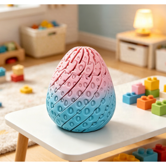 Twisty Strawberry Fidget Ball, Unique 3D Printed Twisting Design, Fun Focus Training Fidget Accessory For Daily Study And Office Use (C)