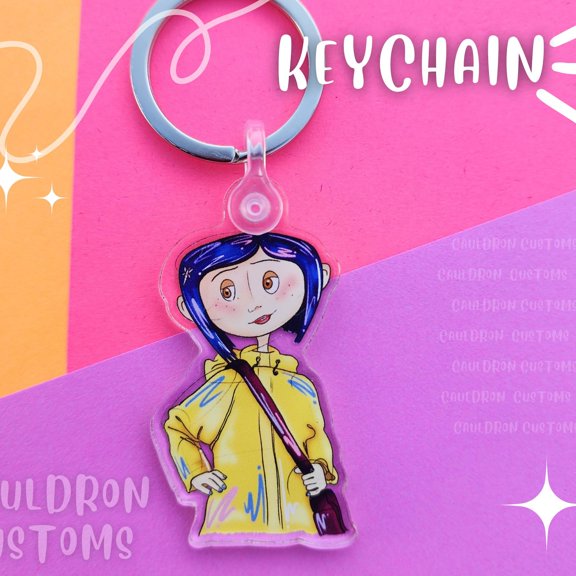 Twitchy Witch Girl Keychain 2 Inch Clear Acrylic Single - Sided Keychain | spooky | other mother | Creepy | Halloween (1 keychain)