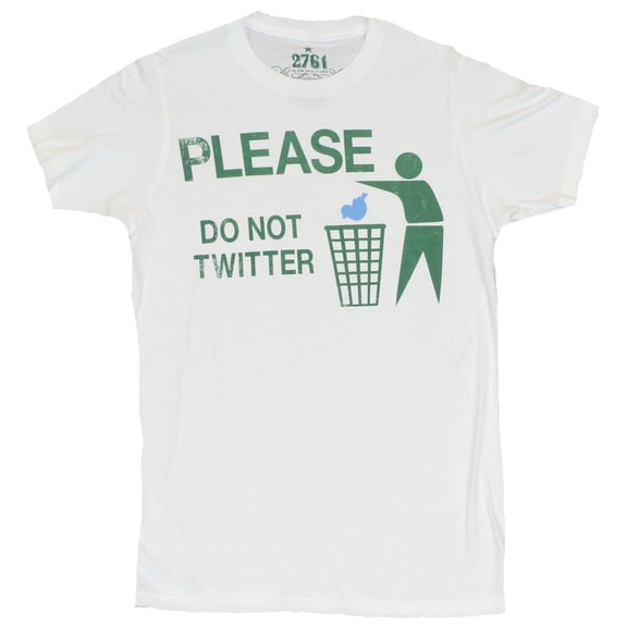 Twitter Mens T-Shirt - "Please Don't Twitter" Wastebasket Stick Guy Image