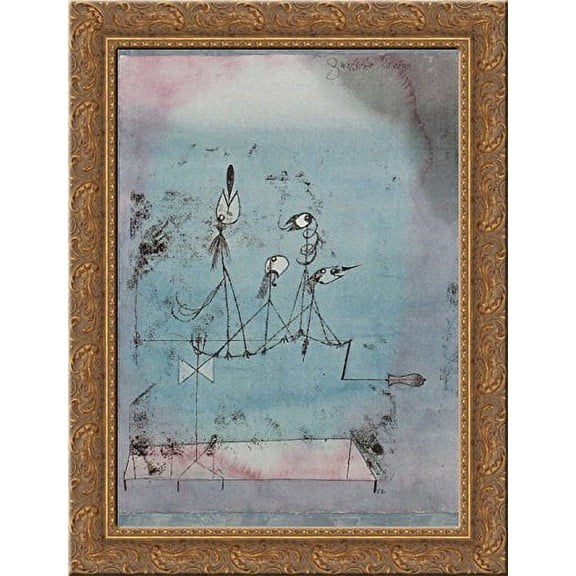 Twittering Machine 24x18 Gold Ornate Wood Framed Canvas Art by Paul Klee