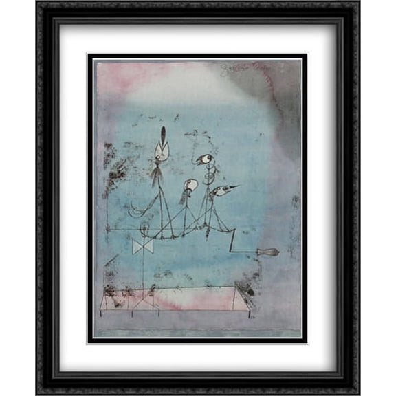 Twittering Machine 2x Matted 28x34 Large Black Ornate Framed Art Print by Paul Klee