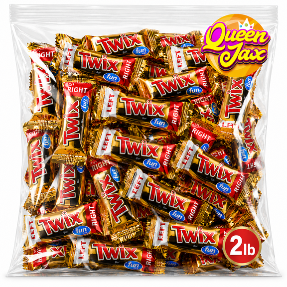 Twix Candy Bars- 2LB Bulk Fun Size Candy - Individually Wrapped - Caramel & Milk Chocolate Cookie Bar