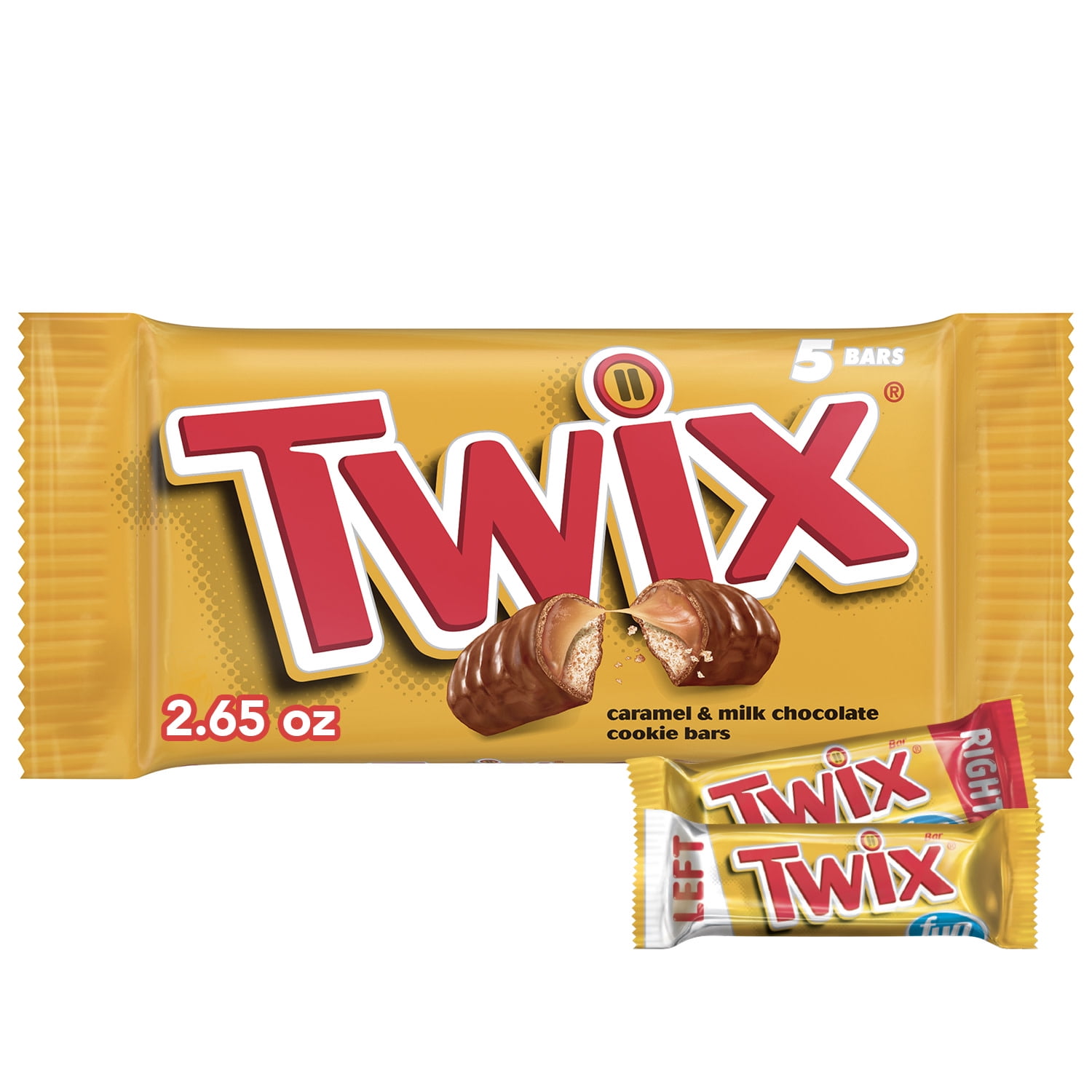 Twix Caramel Chocolate Candy Bar Bulk Pack, Contains Peanuts, 2.65 oz, 5 Count Pack