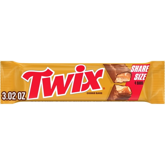 Twix Milk Chocolate Caramel Cookie Candy Bars, Share Size - 3.02 oz Pack